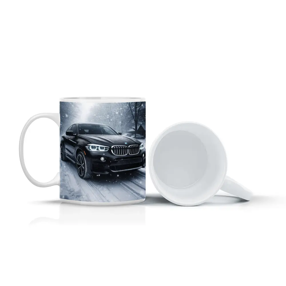 BMW X6 Black SUV Snowy Winter Road – Mugs