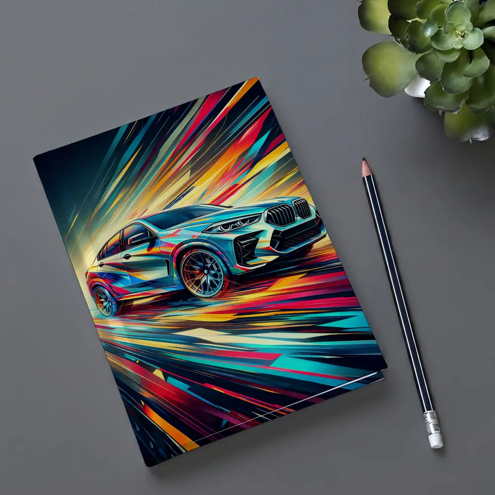 BMW X6M Bold Colorful Abstract Speed Art – Notebooks