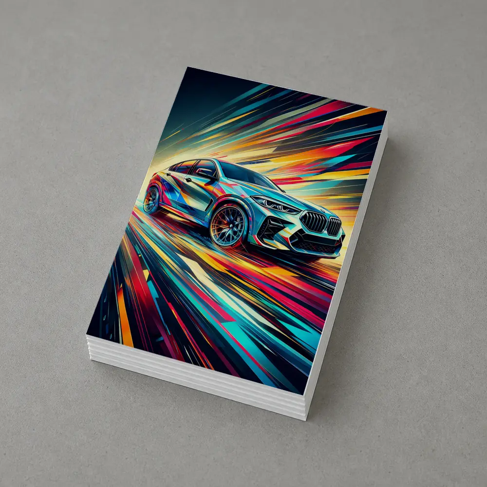BMW X6M Bold Colorful Abstract Speed Art – Postcards