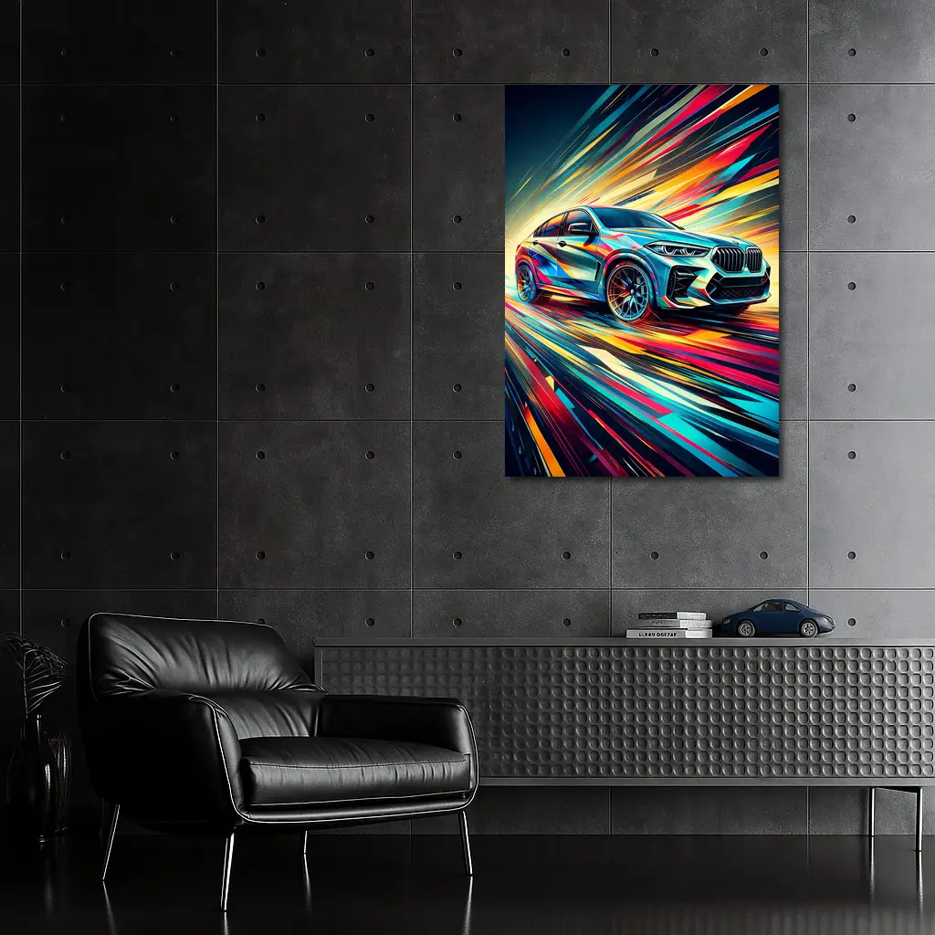BMW X6M Bold Colorful Abstract Speed Art – Wall Art