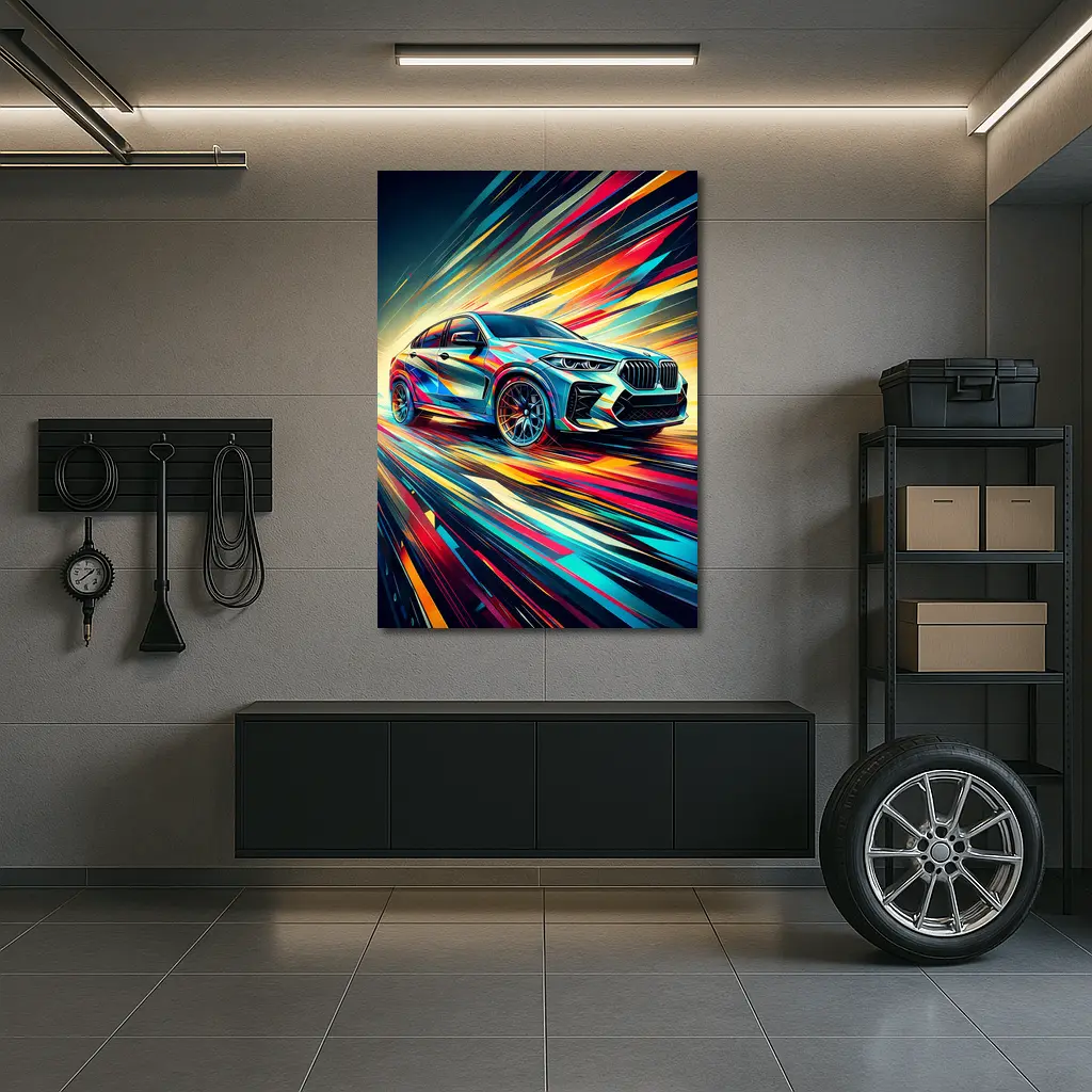 BMW X6M Bold Colorful Abstract Speed Art – Wall Art