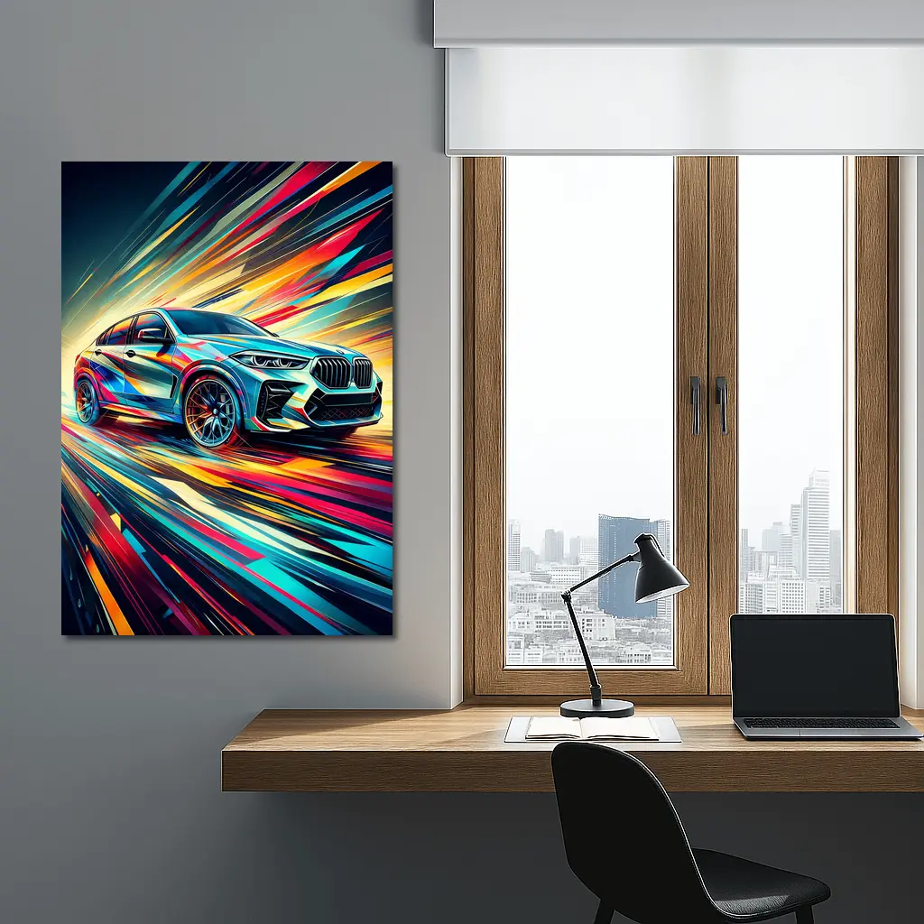 BMW X6M Bold Colorful Abstract Speed Art – Wall Art