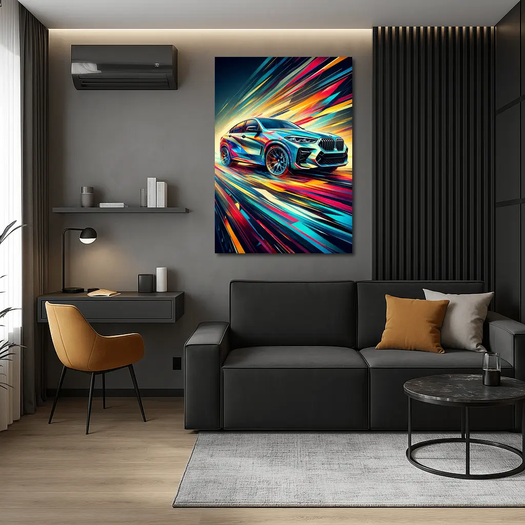 BMW X6M Bold Colorful Abstract Speed Art – Wall Art