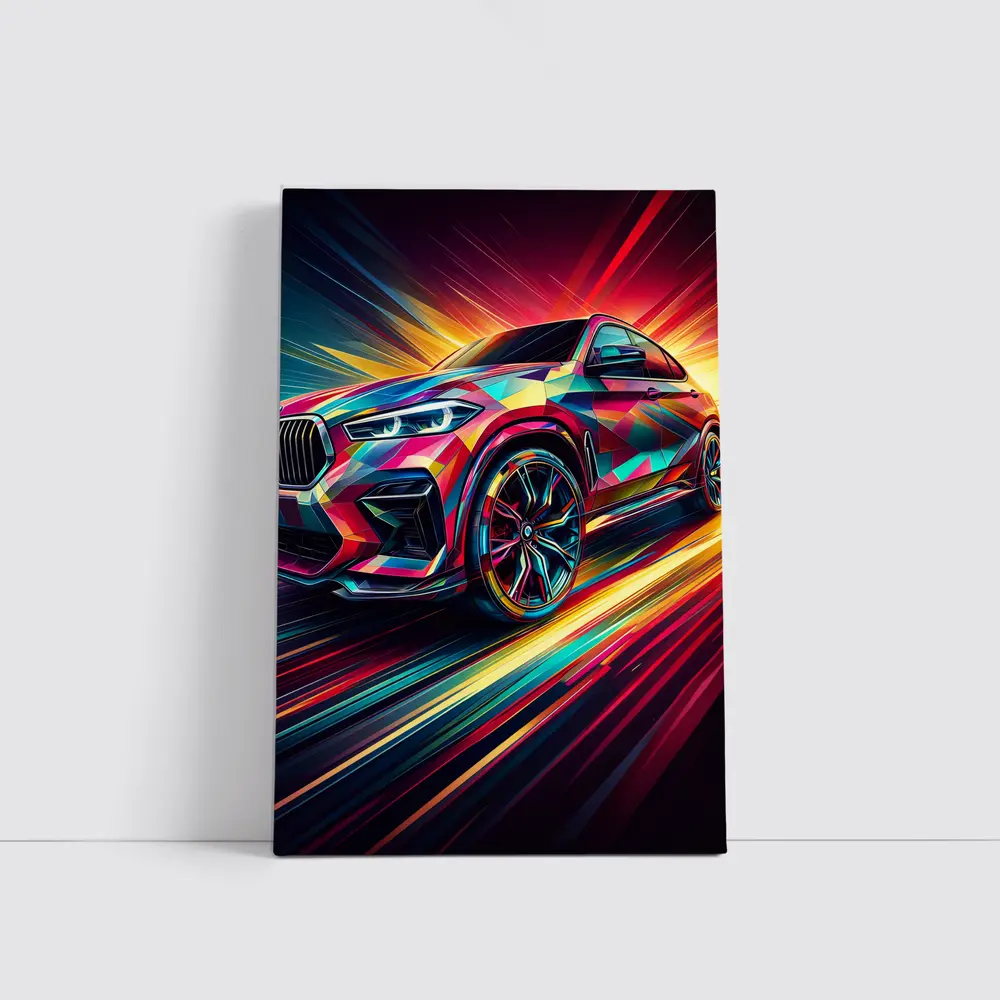 BMW X6M Bold Colorful Abstract Speed Art – Wall Art