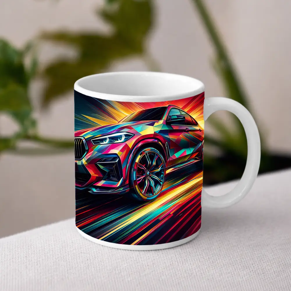 BMW X6M Bold Colorful Abstract Speed Art – Mugs