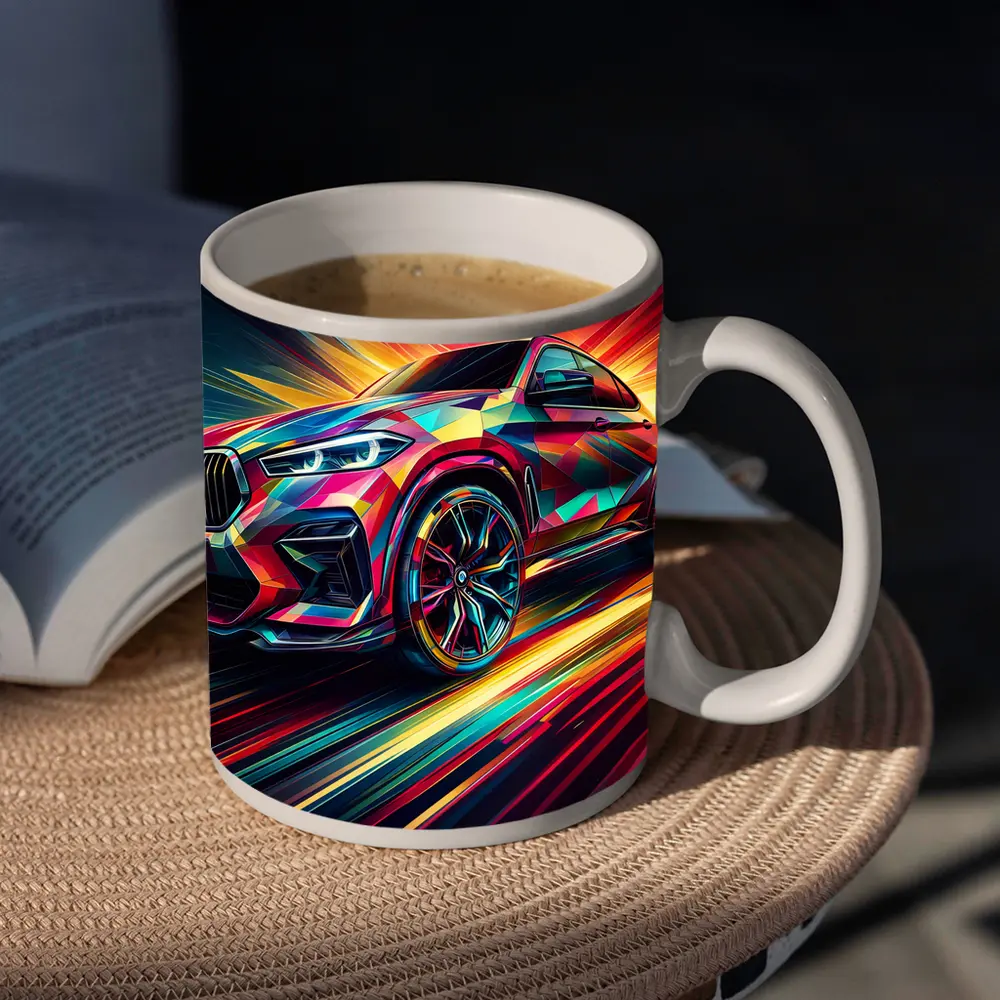 BMW X6M Bold Colorful Abstract Speed Art – Mugs