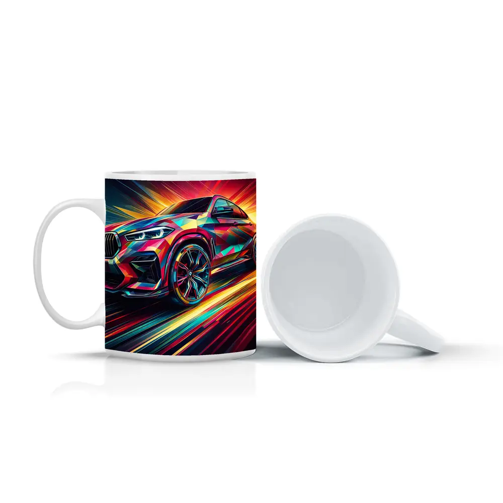 BMW X6M Bold Colorful Abstract Speed Art – Mugs