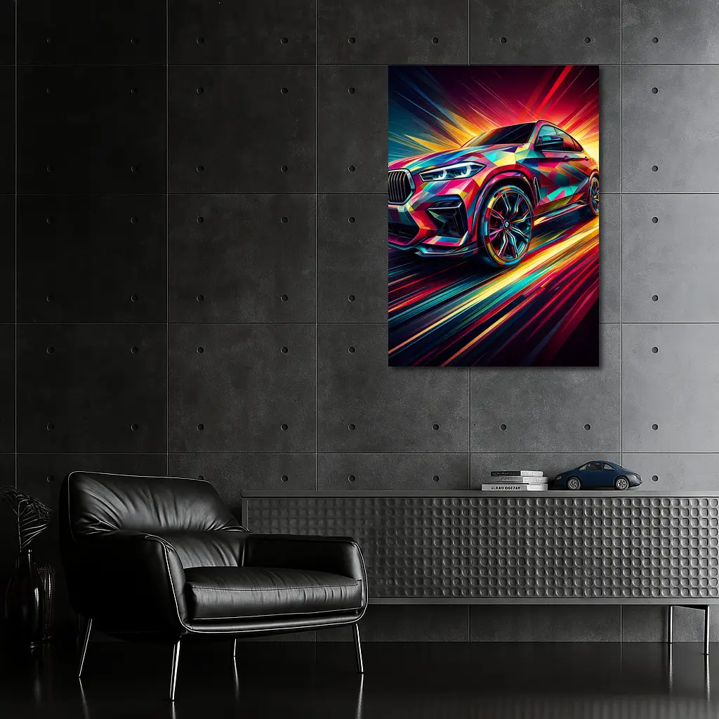 BMW X6M Bold Colorful Abstract Speed Art – Wall Art