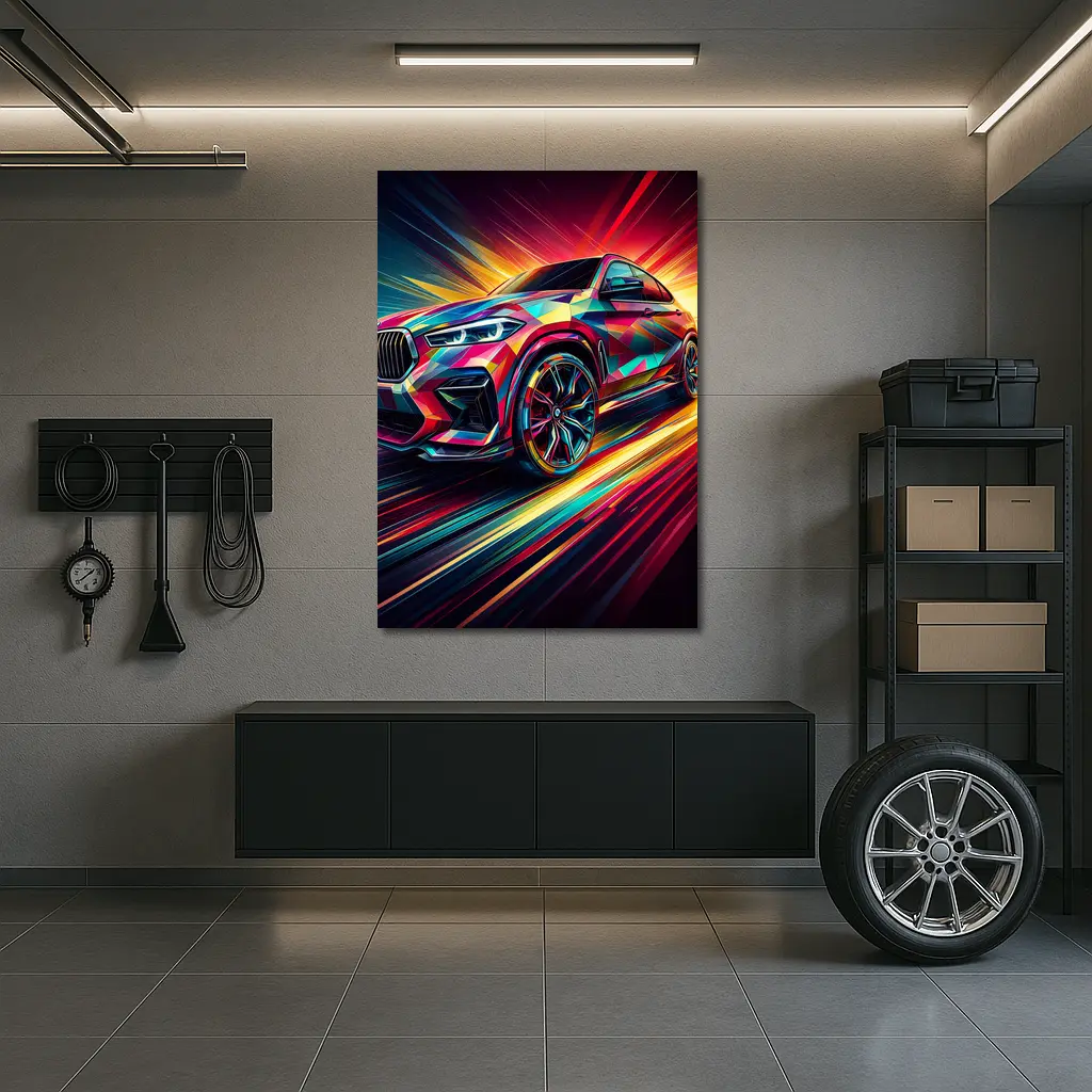 BMW X6M Bold Colorful Abstract Speed Art – Wall Art