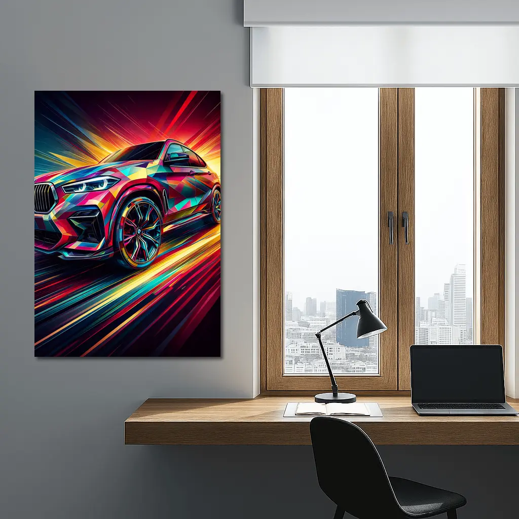 BMW X6M Bold Colorful Abstract Speed Art – Wall Art