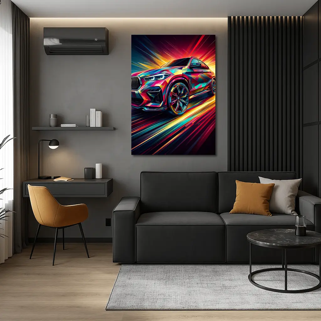 BMW X6M Bold Colorful Abstract Speed Art – Wall Art