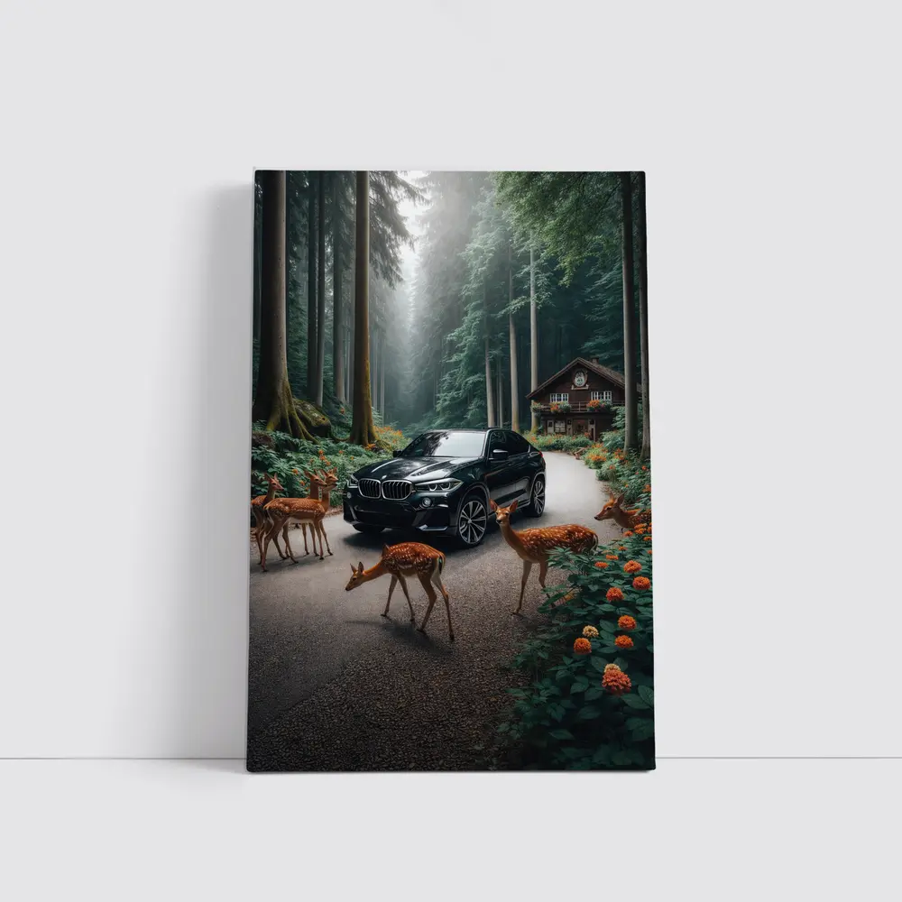 BMW X6M Black Forest Deer Encounter – Wall Art