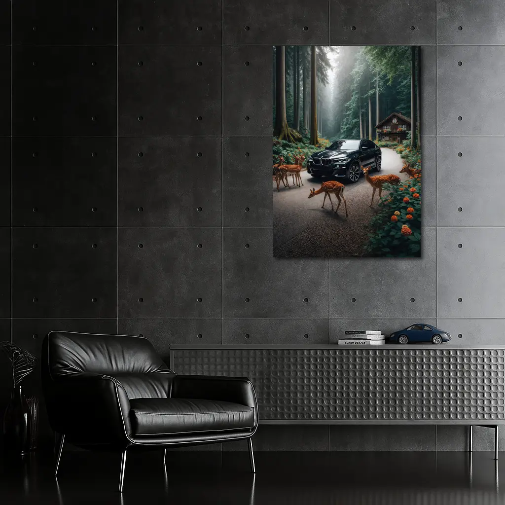 BMW X6M Black Forest Deer Encounter – Wall Art