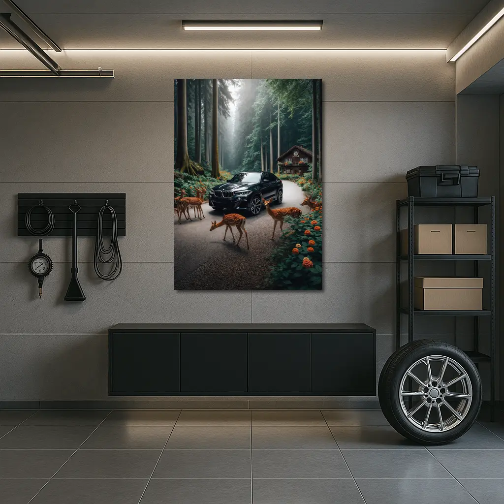 BMW X6M Black Forest Deer Encounter – Wall Art