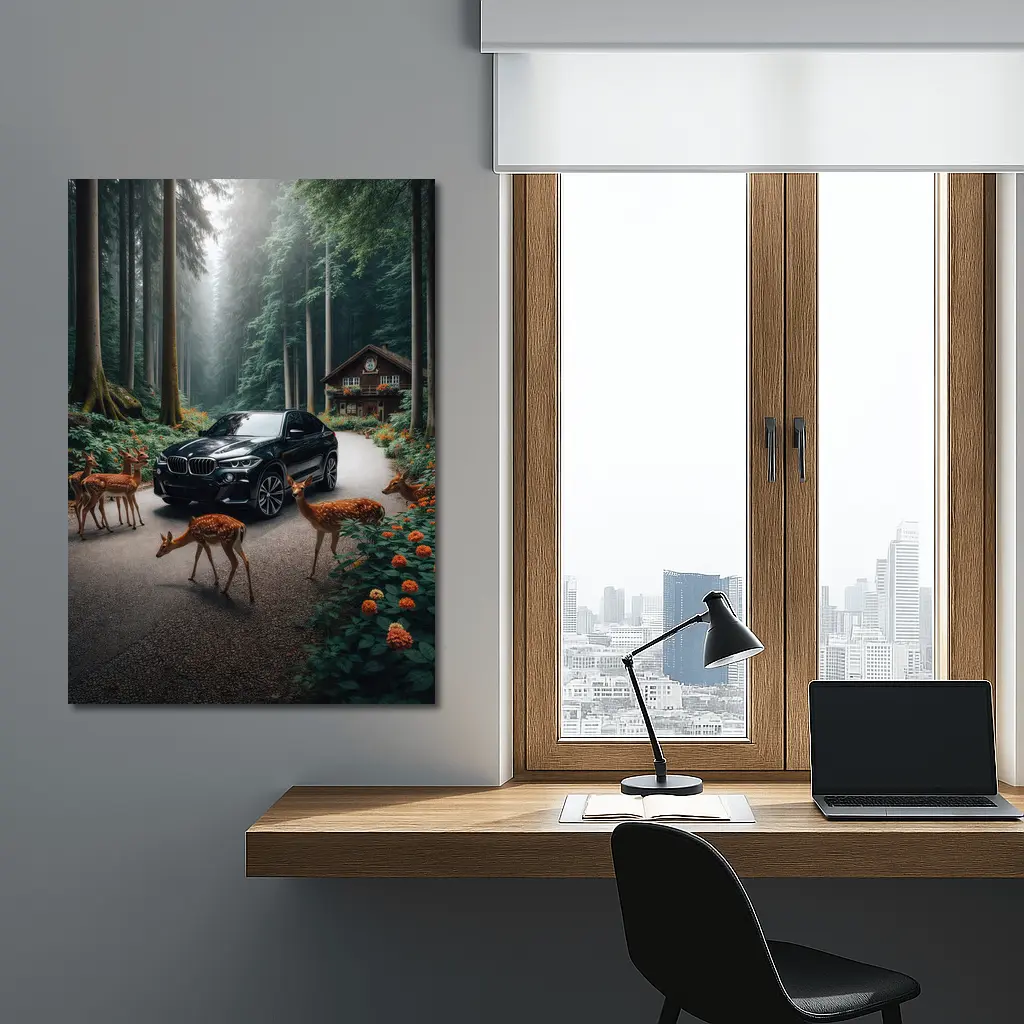 BMW X6M Black Forest Deer Encounter – Wall Art