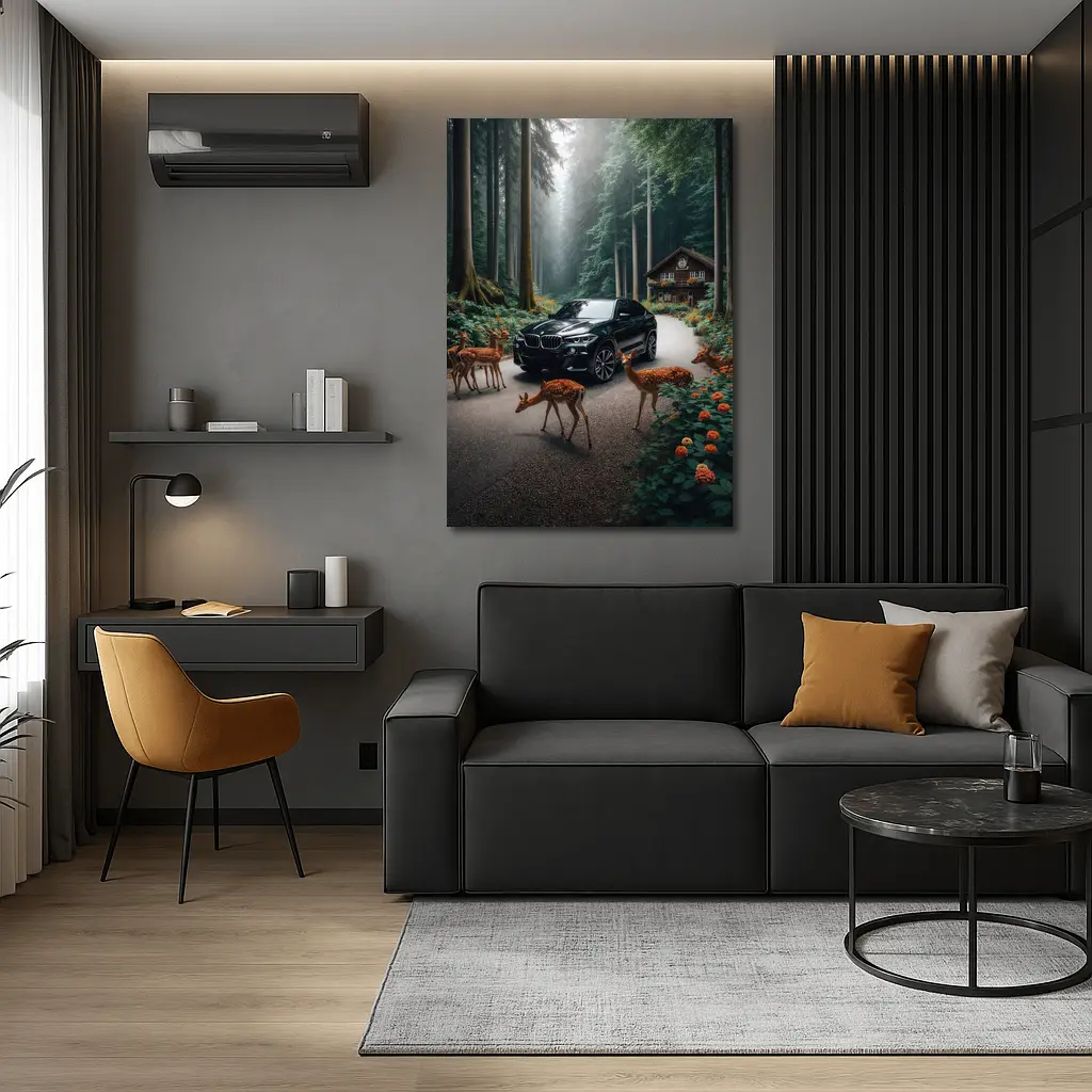 BMW X6M Black Forest Deer Encounter – Wall Art