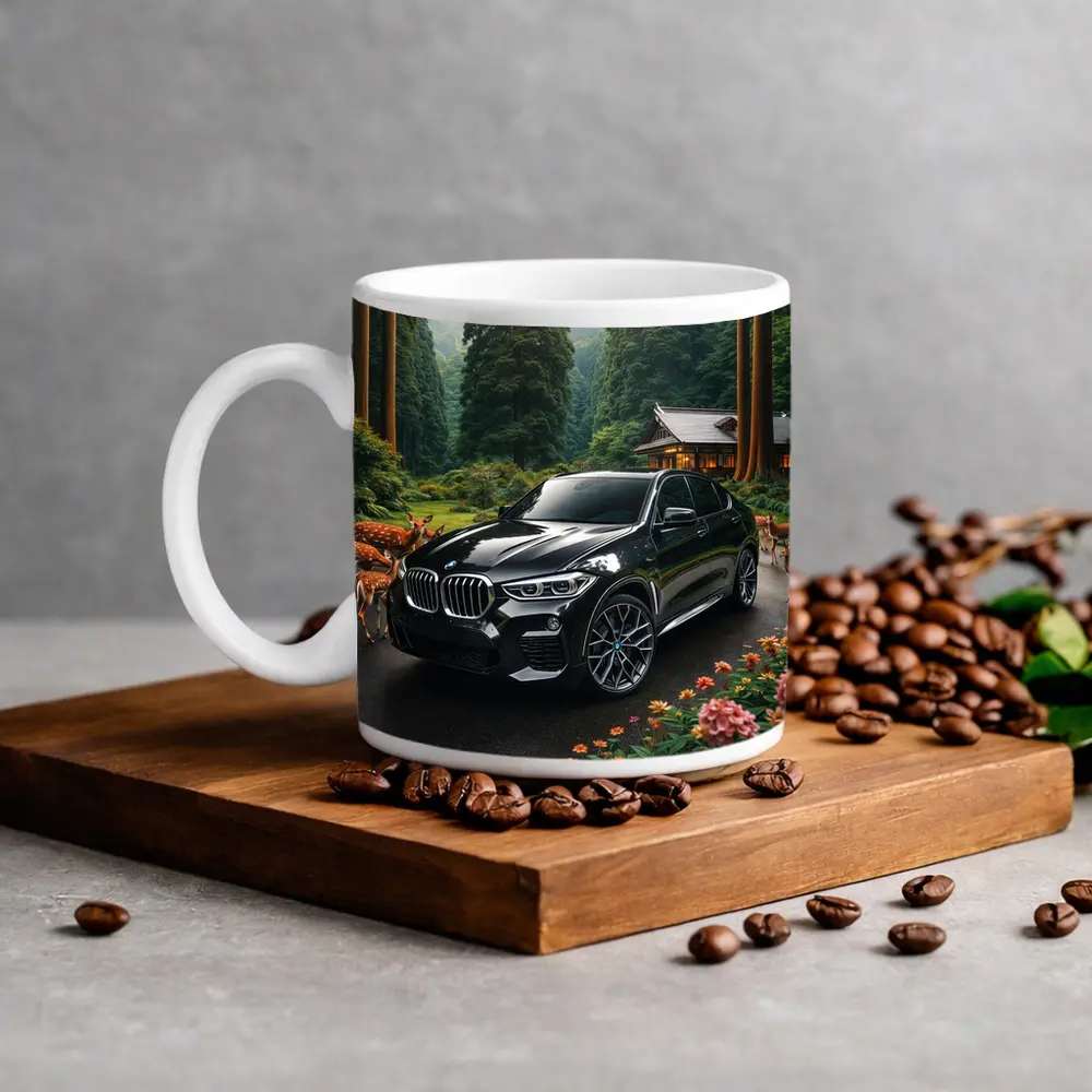 BMW X6 M Black Forest Deer Scene – Mugs