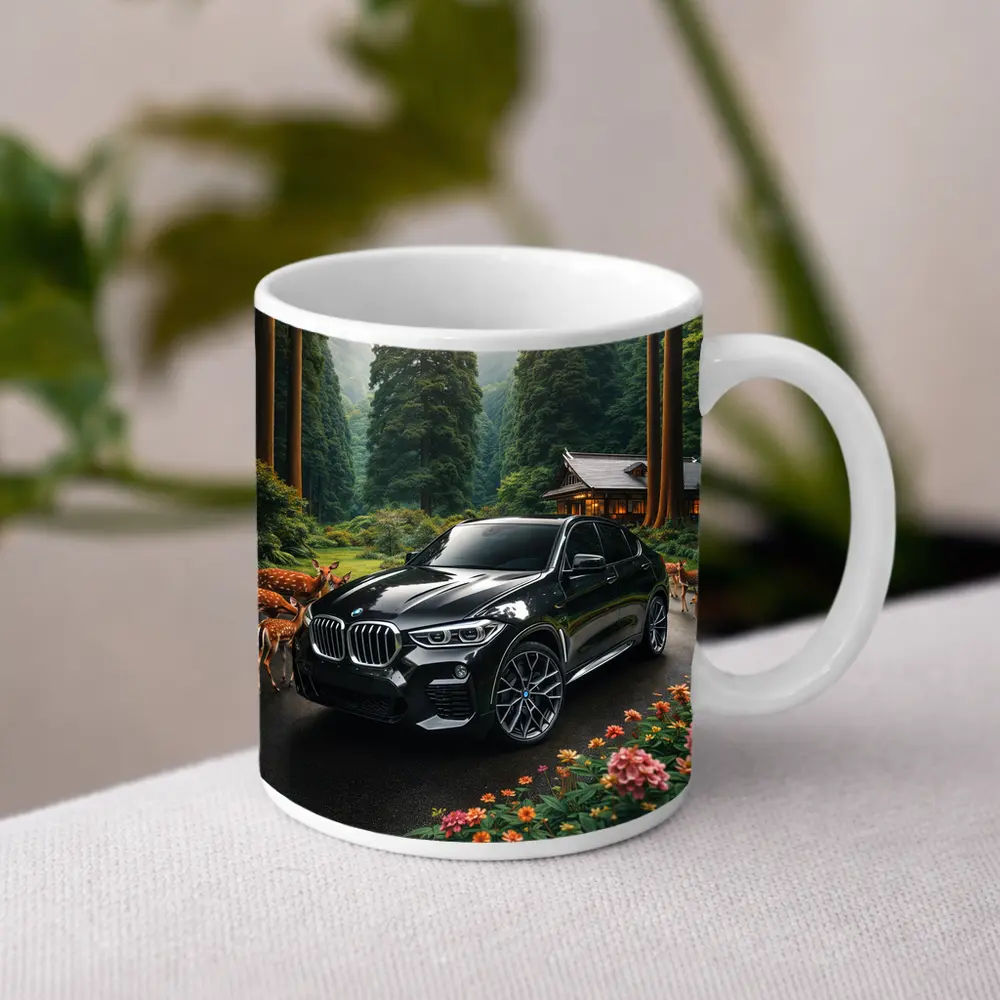 BMW X6 M Black Forest Deer Scene – Mugs