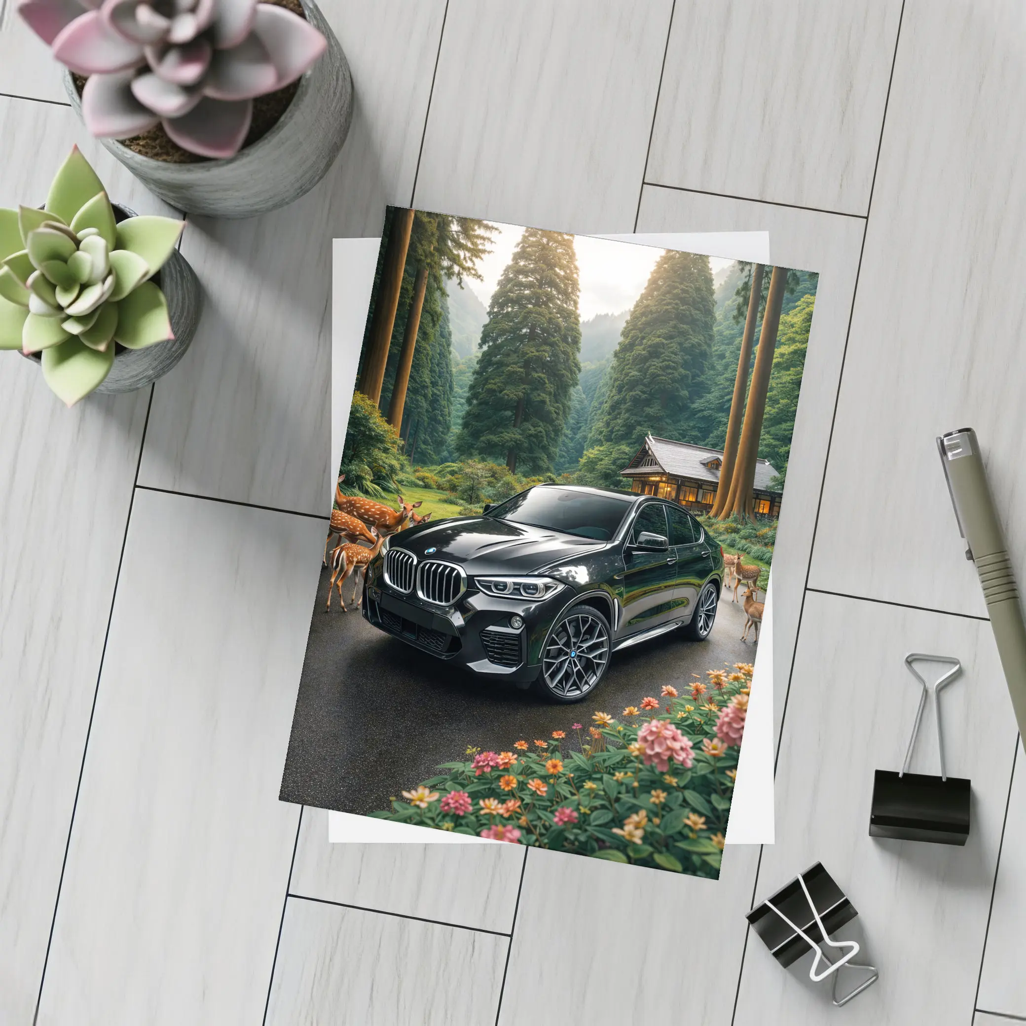 BMW X6 M Black Forest Deer Scene – Postcards