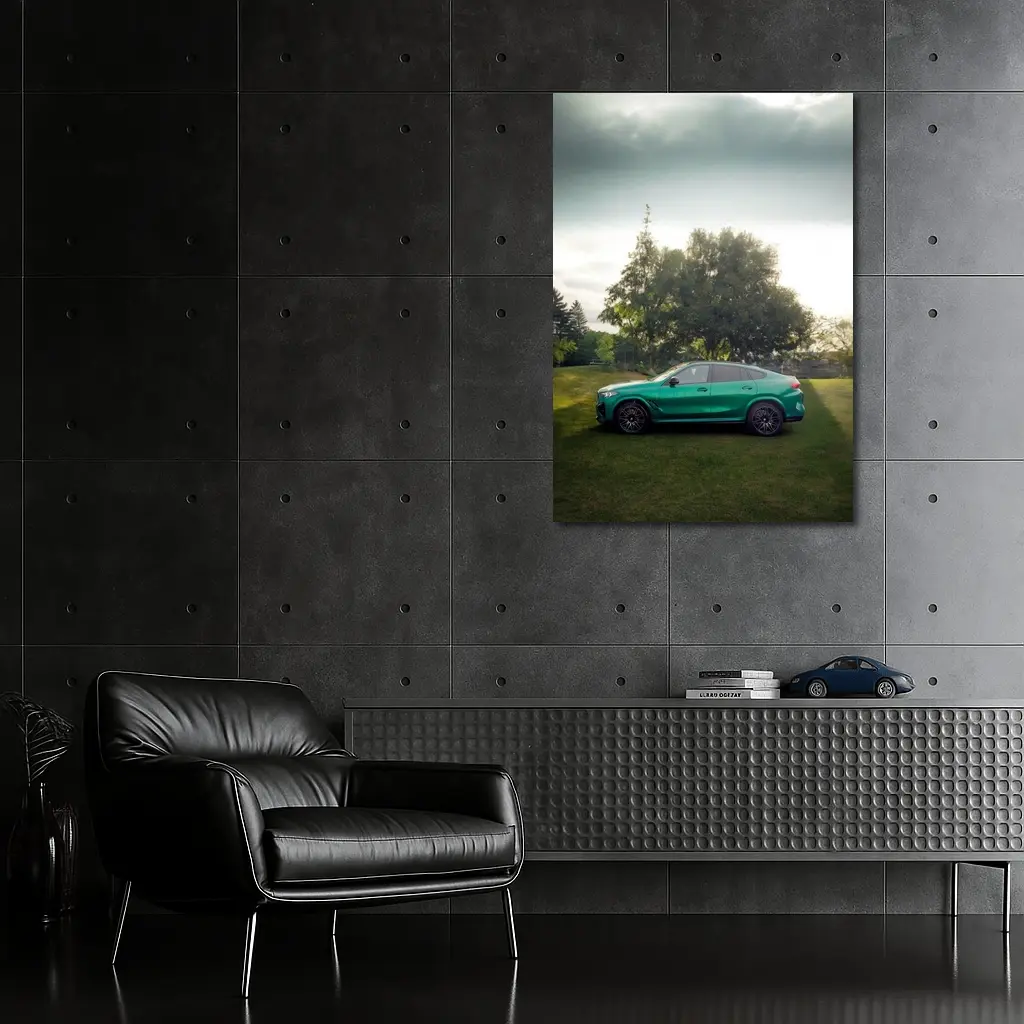 BMW X6M Green Coupe SUV Outdoors – Wall Art
