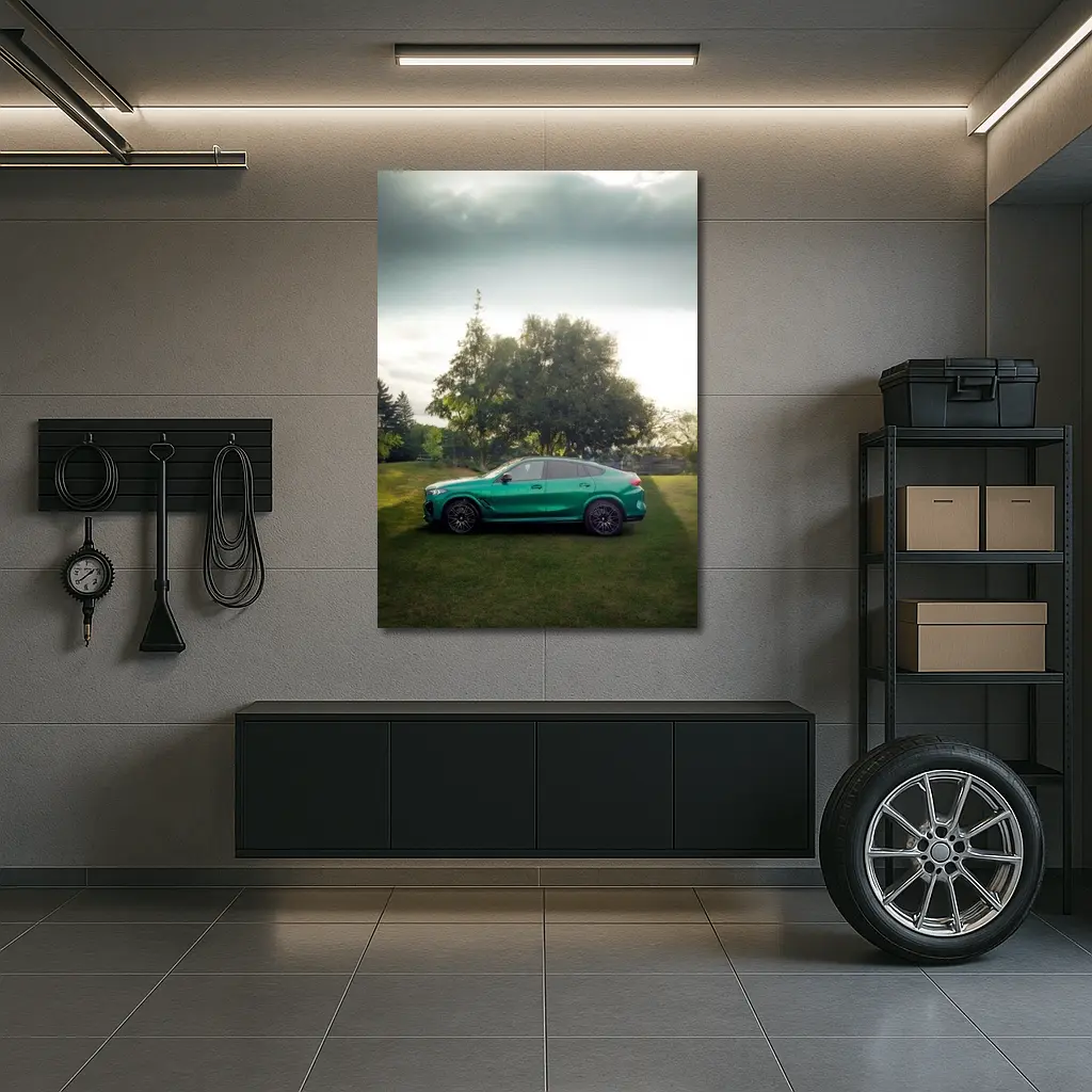 BMW X6M Green Coupe SUV Outdoors – Wall Art