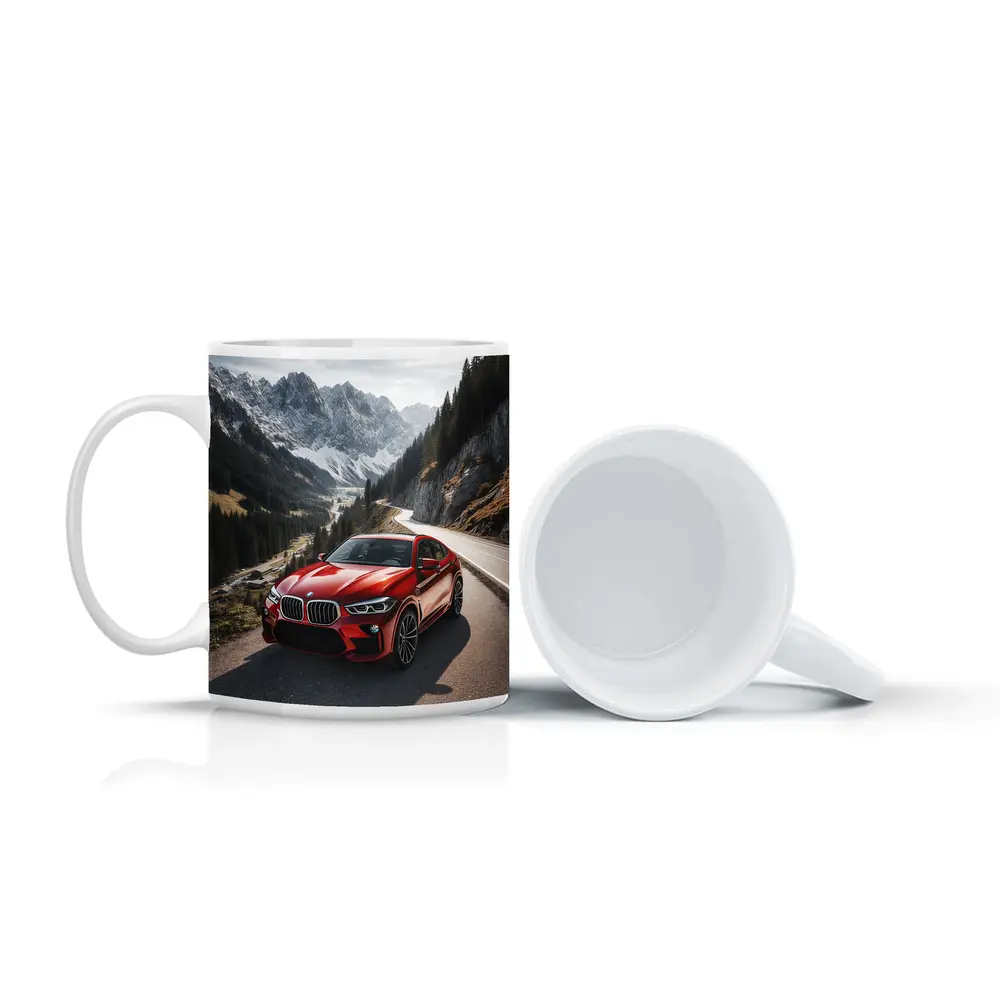 BMW X6M Red on Mountain Road – Mugs