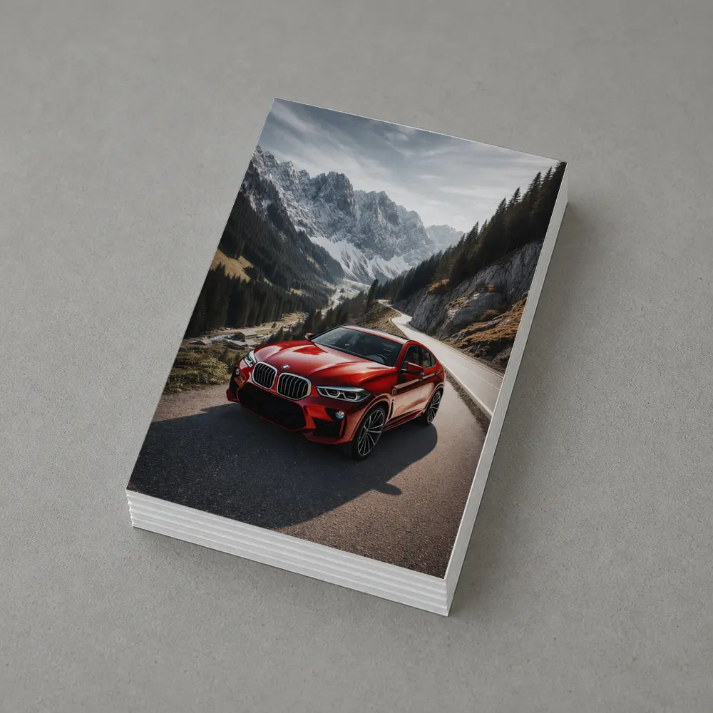 BMW X6M Red on Mountain Road – Postcards