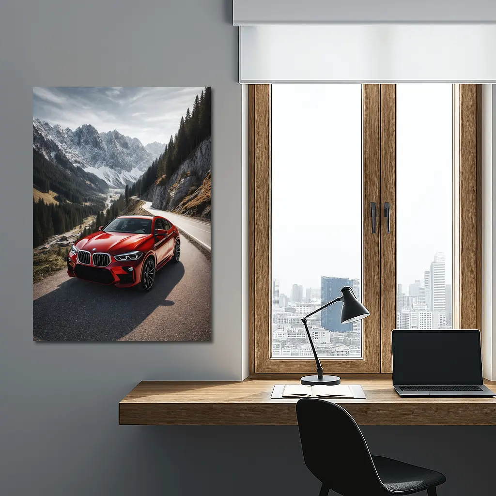 BMW X6M Red on Mountain Road – Wall Art
