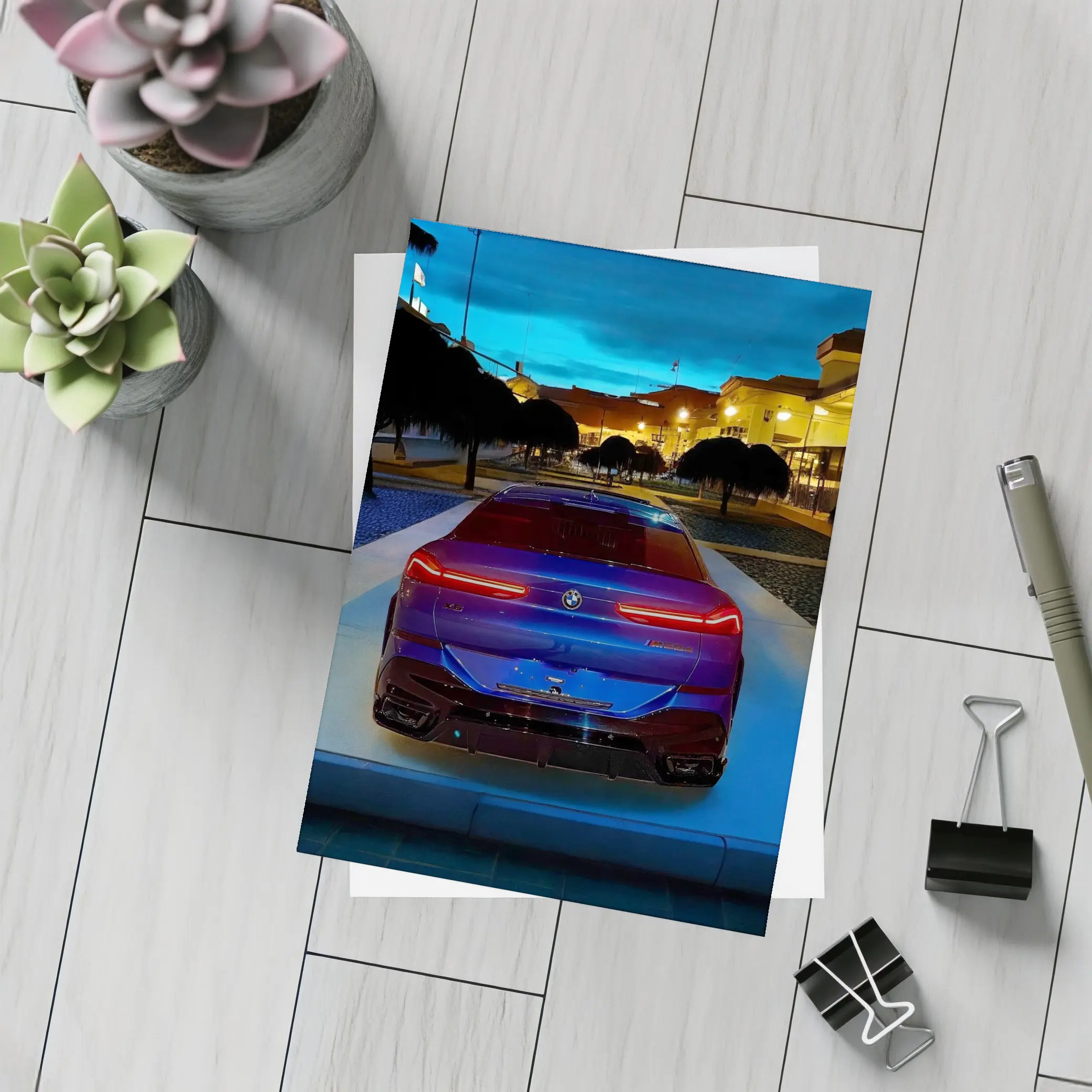 BMW X6M Dark Blue City Night – Postcards