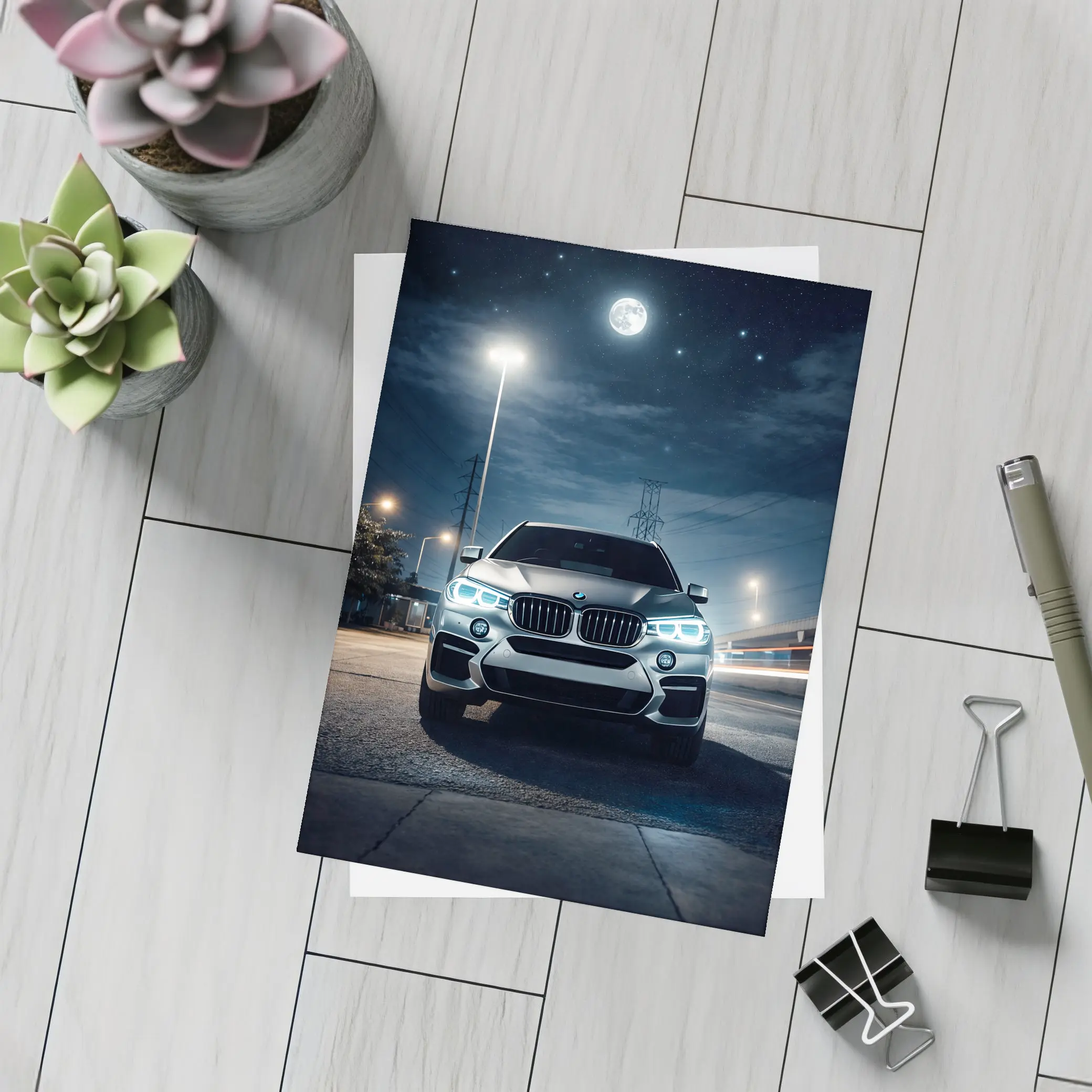 BMW X6M Front View Night Moon – Postcards