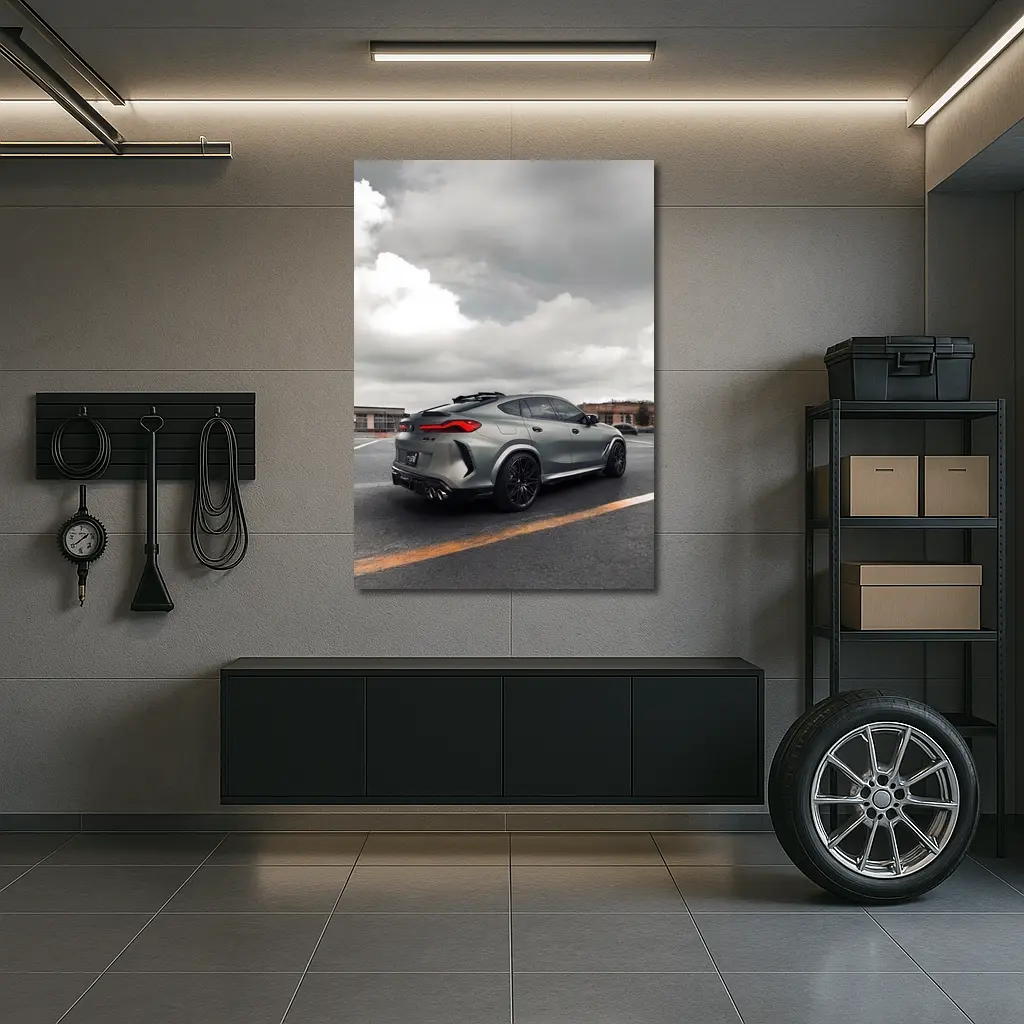 BMW X6M Gray Matte Stance Cloudy Sky – Wall Art
