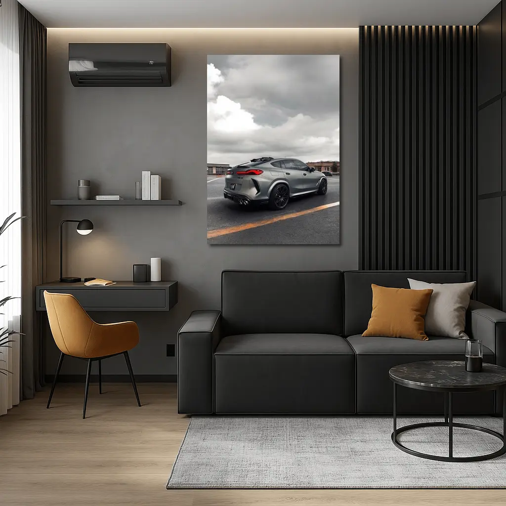 BMW X6M Gray Matte Stance Cloudy Sky – Wall Art