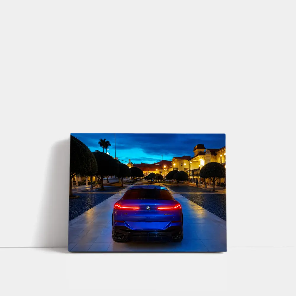 BMW X6M Blue Rear Night City Square – Wall Art
