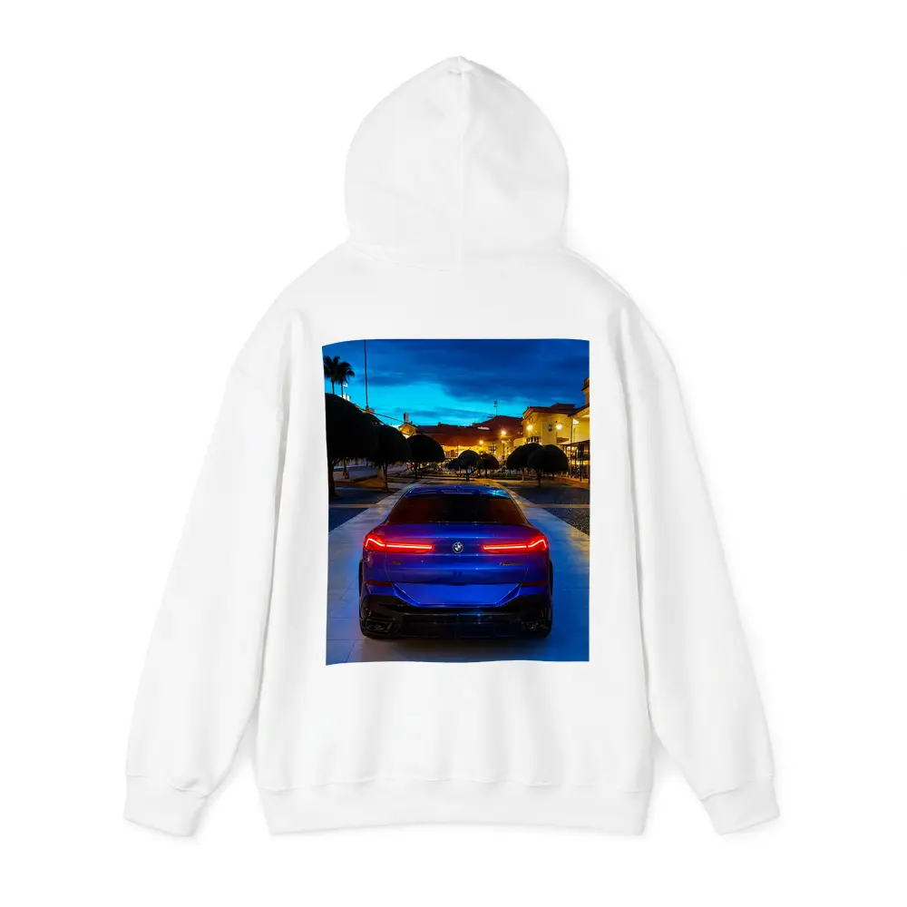 BMW X6M Blue Rear Night City Square – Hoodies
