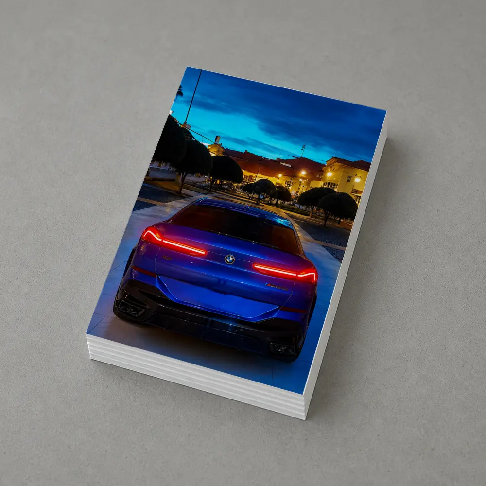 BMW X6M Blue Rear Night City Square – Postcards