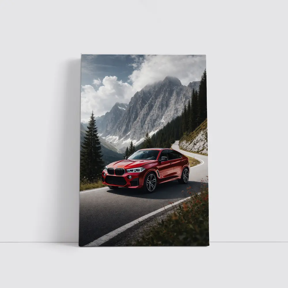 BMW X6M Red on Mountain Road – Wall Art