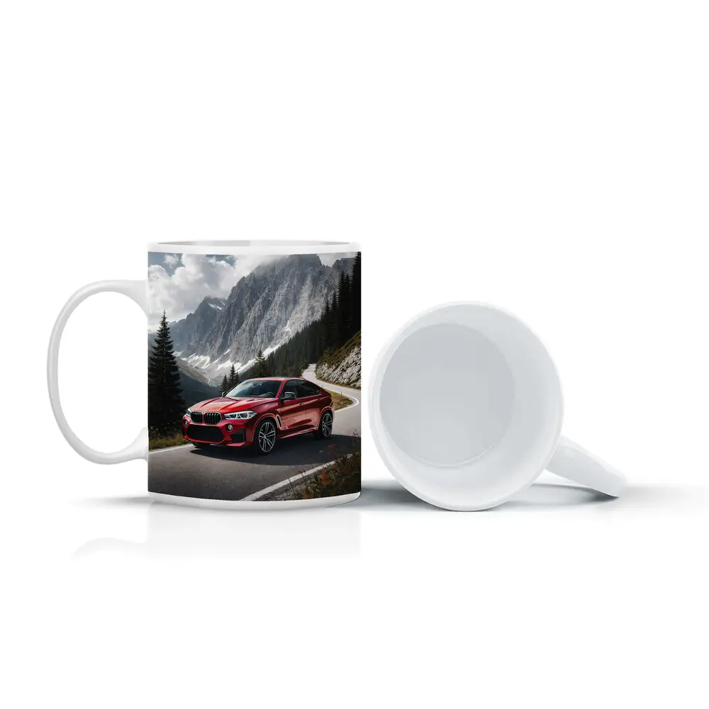 BMW X6M Red on Mountain Road – Mugs