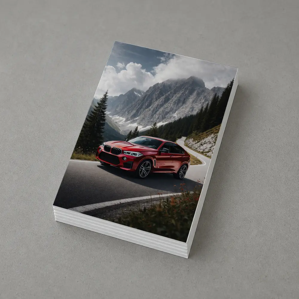 BMW X6M Red on Mountain Road – Postcards