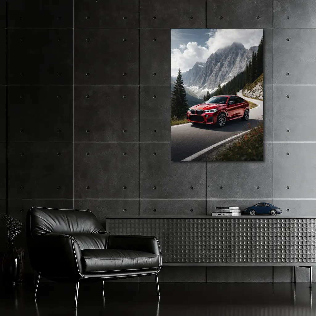 BMW X6M Red on Mountain Road – Wall Art