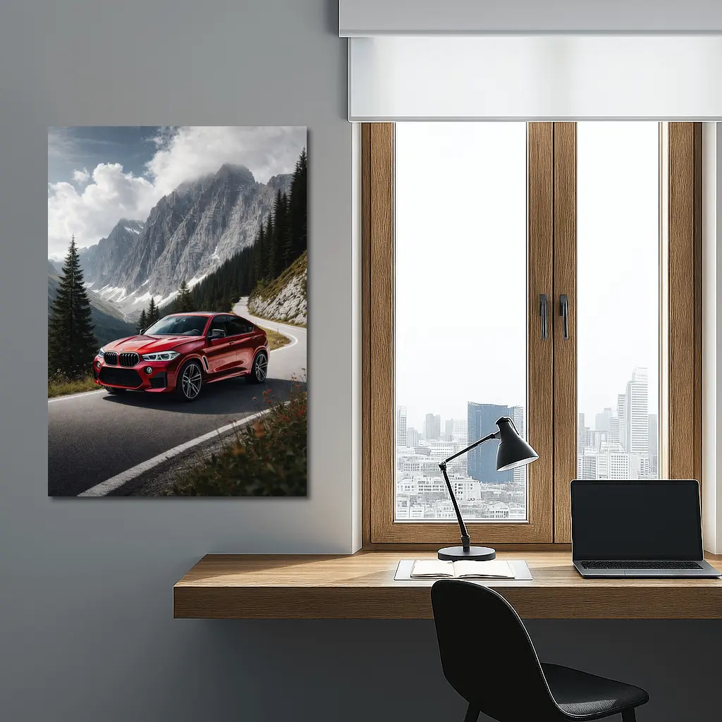BMW X6M Red on Mountain Road – Wall Art