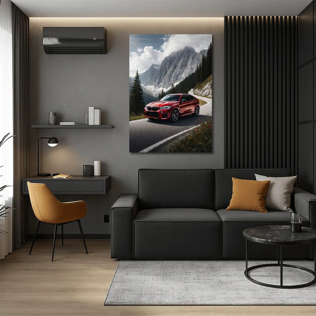 BMW X6M Red on Mountain Road – Wall Art