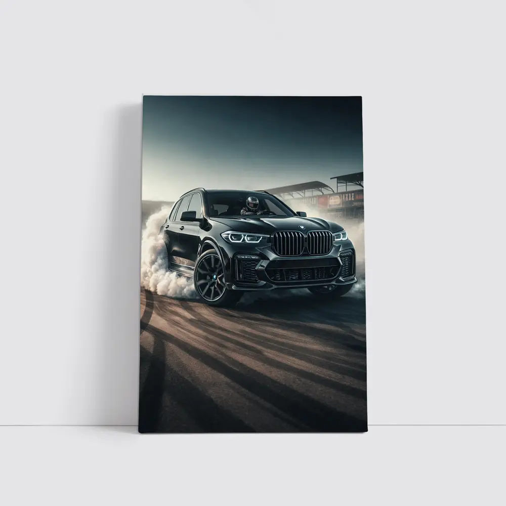 BMW X5 Black Burnout On Race Track – Wall Art