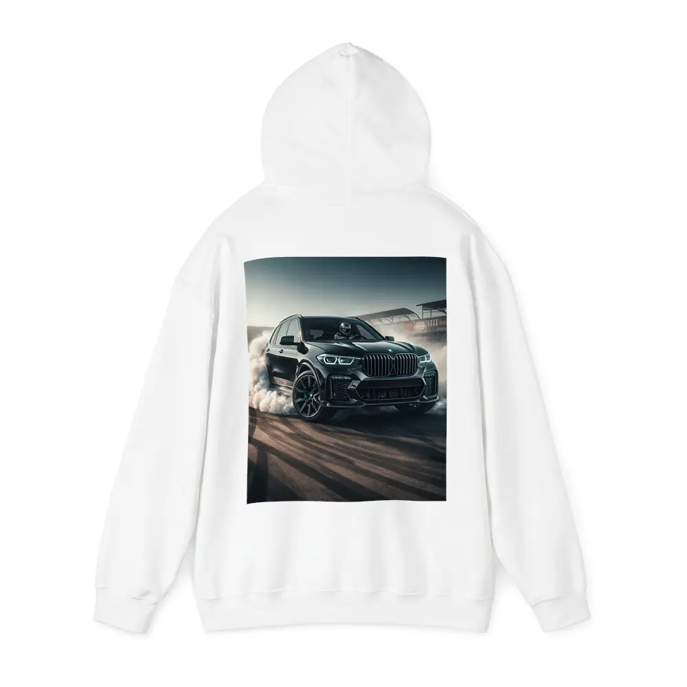 BMW X5 Black Burnout On Race Track – Hoodies
