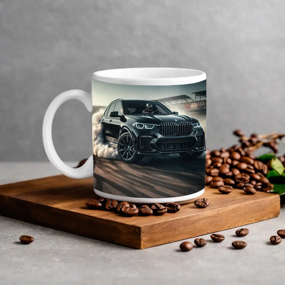 BMW X5 Black Burnout On Race Track – Mugs