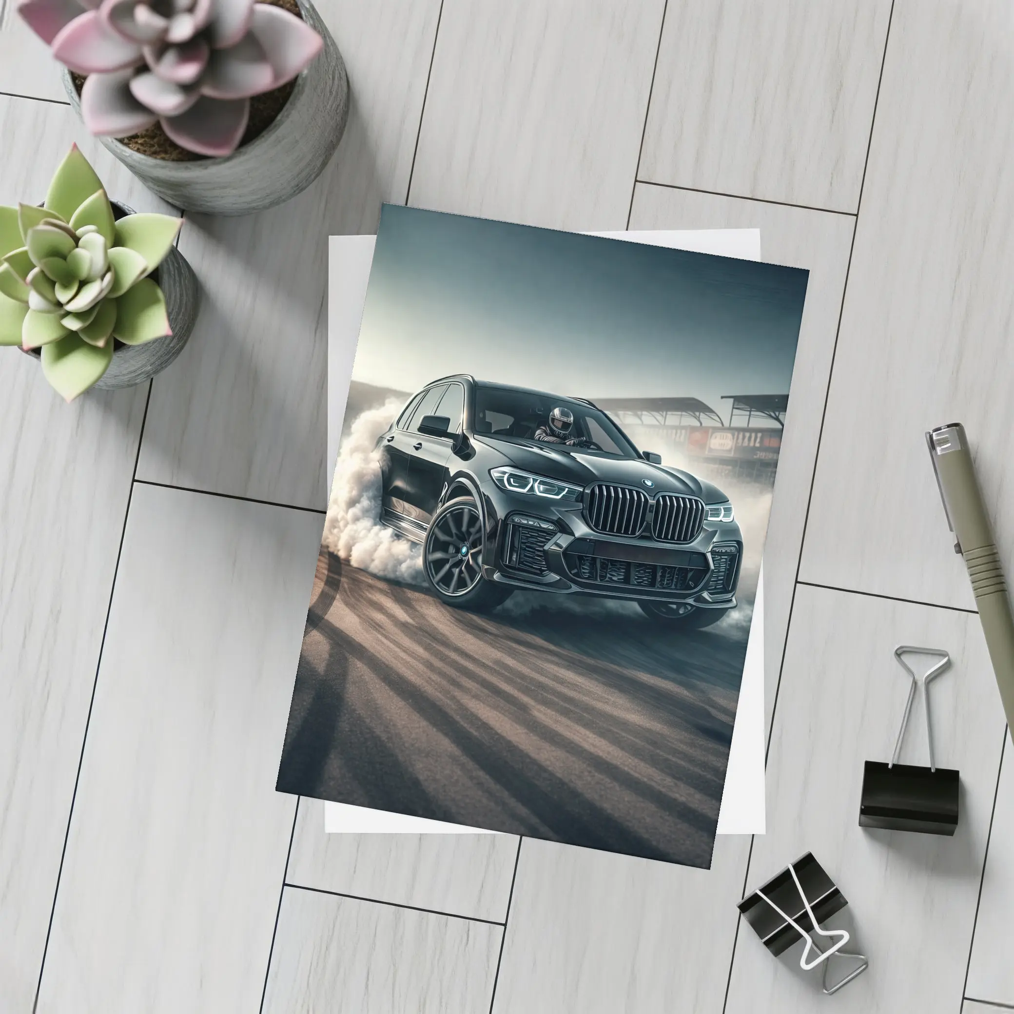 BMW X5 Black Burnout On Race Track – Postcards