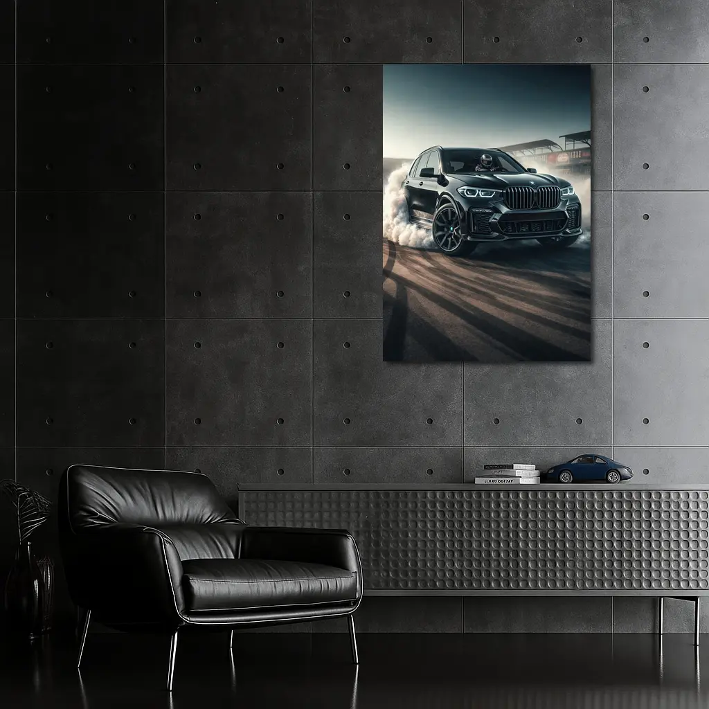 BMW X5 Black Burnout On Race Track – Wall Art