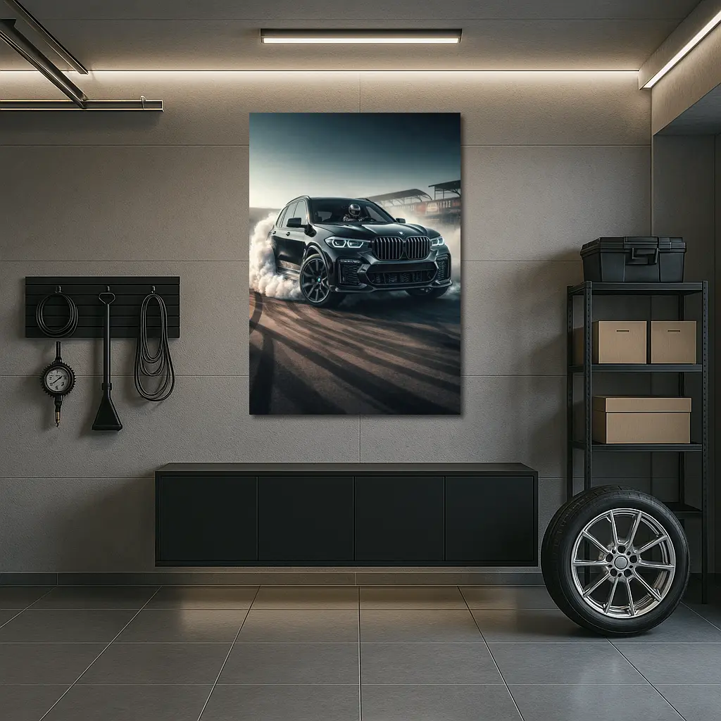 BMW X5 Black Burnout On Race Track – Wall Art