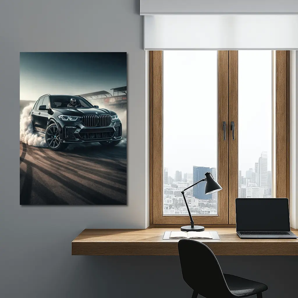 BMW X5 Black Burnout On Race Track – Wall Art