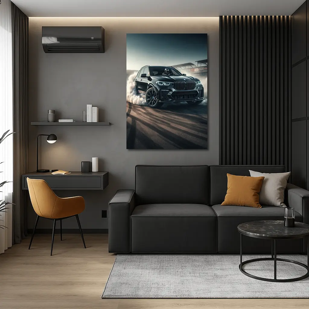 BMW X5 Black Burnout On Race Track – Wall Art