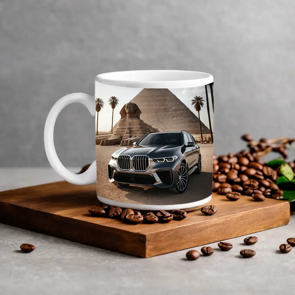 BMW X7 Parked Before Egyptian Pyramids – Mugs